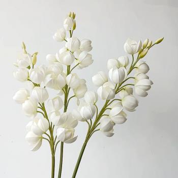 仿真白色PU刺葉玉蘭絲蘭假花家居樣板房客餐廳婚禮裝飾整體簡約