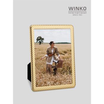 WINKO編織系列金色7寸相框金屬輕奢擺臺個性創意北歐式像框裝飾品