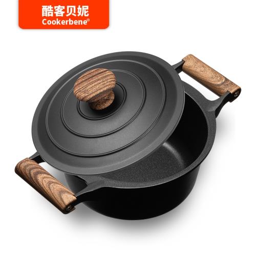 Cookerbene麥飯石湯鍋家用不粘鍋電磁爐燃氣灶多功能燉煮一體湯鍋