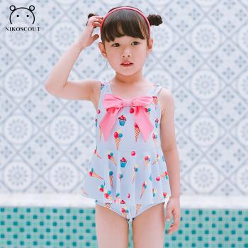 女寶寶4歲洋氣裙式網紅兒童泳衣