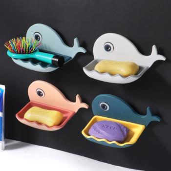 鯨魚吸盤可愛免打孔置物架香皂盒