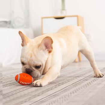 寵物玩具互動乳膠發聲球潔齒橄欖球狗狗玩具訓練用品狗狗咬球用品
