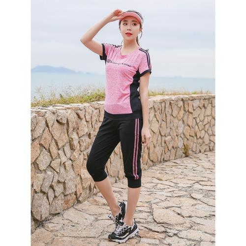 大碼瑜伽服女健身房胖mm寬松夏季200斤跑步速干衣胖妹妹運動套裝S