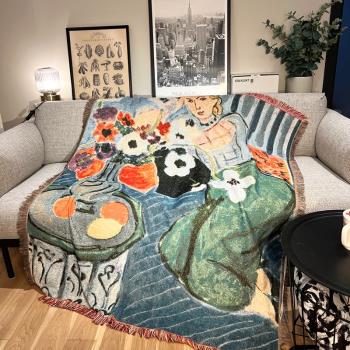 北歐ins風抽象藝術休閑毯西班牙訂單馬蒂斯Henri Matisse沙發毯子
