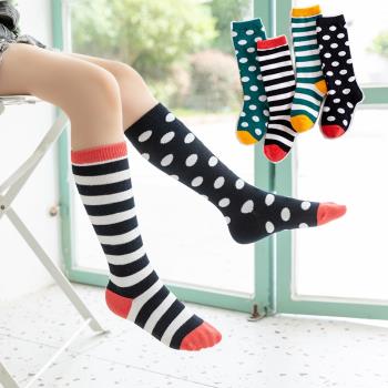 春秋條紋波點個性左右腳兒童襪子