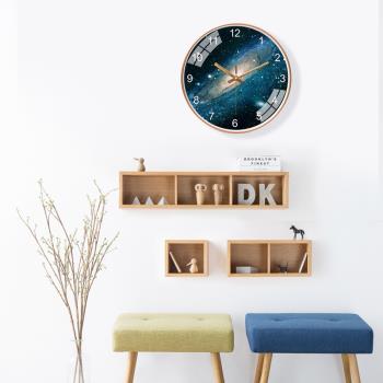 靜音簡約北歐藝術掛表現代創意星空掛鐘客廳家用時鐘掛墻石英鐘表