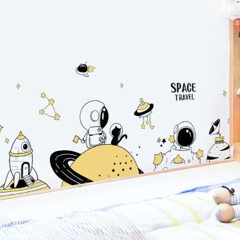 太空主題墻面裝飾貼畫兒童房間墻貼布置遮臟墻貼紙自粘科技館墻貼