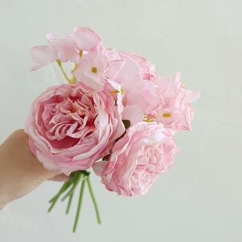 仿真手感保濕歐月奧斯汀月季玫瑰假花束客廳擺設餐桌花瓶套裝花藝