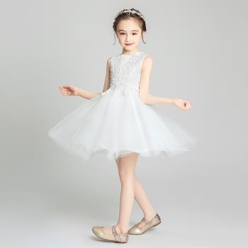 蓬蓬洋氣小女孩紗裙白色兒童禮服