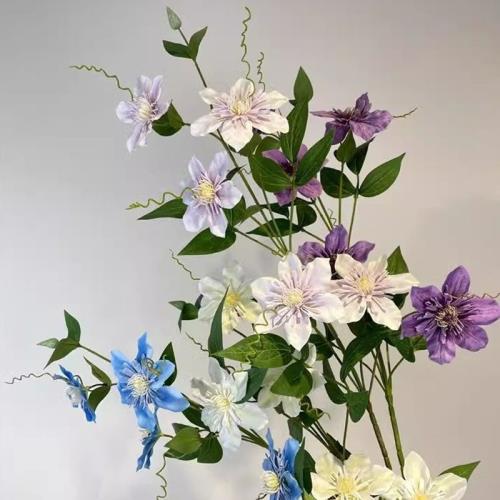 高質仿真花 5頭英國鐵線蓮單只藤蔓型草本花型 戶外架構空間適用