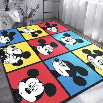 潮牌卡通地毯米老鼠米奇兒童房地墊家用可愛客廳茶幾毯臥室床邊毯