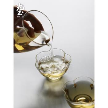 九土櫻花玻璃茶杯品茗杯耐熱玻璃日式茶杯玻璃功夫茶具水杯玻璃杯
