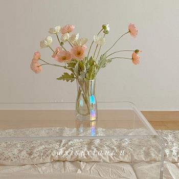 ins風玻璃花瓶簡約花瓶寬口創意炫彩電鍍花瓶現代臺面居家裝飾