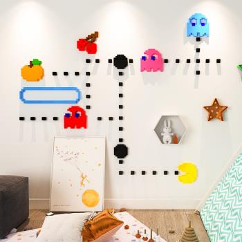 吃豆豆ins北歐簡約風亞克力3d立體墻貼畫客廳臥室兒童房貼紙裝飾