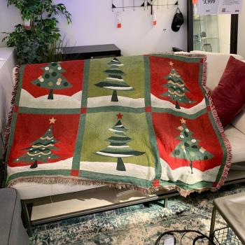 北歐ins風圣誕節裝飾布置戶外露營氛圍感毯沙發毯沙發巾針織線毯