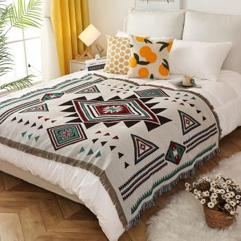 民族風復古簡約休閑毯床蓋巾戶外露營野餐毯印第安風格沙發巾針織
