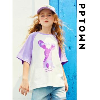女童短袖t恤夏季2023新款兒童寬松印花體恤洋氣大童夏裝上衣童裝