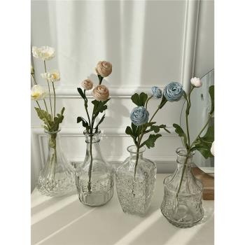絲絲小物 復古宮廷風玻璃花瓶居家臥室桌面裝飾細口徑花瓶插花瓶