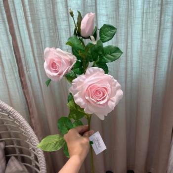 高品質pu手感保濕玫瑰假花仿真花束客廳桌花藝擺設件裝飾茶幾插花