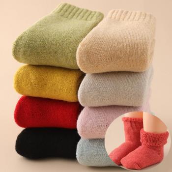 羊毛冬季男童女童加絨中長筒襪子