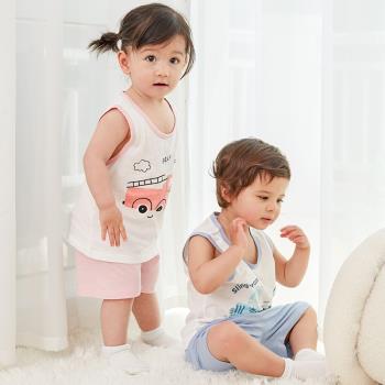 兒童套裝夏季薄款童裝寶寶背心短褲兩件套男女童夏裝嬰兒運動衣服
