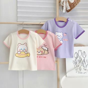 兒童純棉短袖T恤女寶寶夏季薄款半袖上衣中小童嬰兒0-5歲夏裝外穿