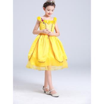 萬聖節兒童貝兒公主裙女童生日禮服兒童服裝cos服連衣裙貝爾裙子