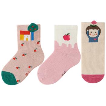 caramella男女兒童寶寶春秋季襪子可愛水果中長筒棉運動襪子童襪