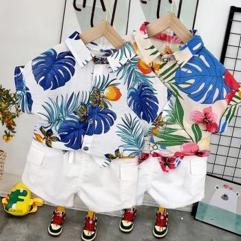 韓版套裝夏季寶寶棉麻男童短袖