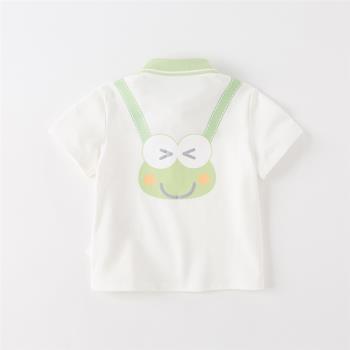 大眼蛙聯名戴維貝拉2023新款夏裝男童短袖兒童T恤童裝寶寶POLO衫