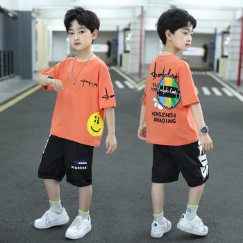 兒童裝男童夏裝套裝2023新款中大童男孩夏季韓版洋帥氣短袖潮衣服