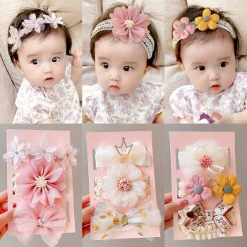 嬰兒發帶女寶寶護囟門帽頭花韓國新生兒小公主周歲頭飾蝴蝶結發飾