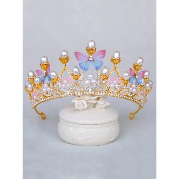 兒童公主發箍珍珠小孩子精致皇冠