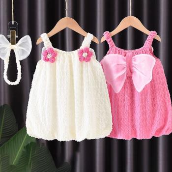 女童夏季新款吊帶裙子連衣裙時髦洋氣兒童網紅夏裝嬰兒公主裙