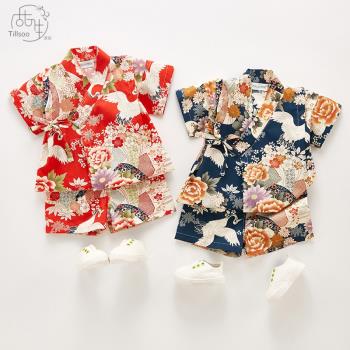 純棉日式和服男女寶寶親子睡衣