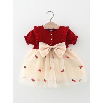 童裝女童洋氣連衣裙2023夏季新款小女孩公主裙子周歲寶寶嬰兒禮服