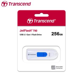 【現貨免運】Transcend 創見 JetFlash 790 256GB USB 3.1 伸縮 隨身碟 白色