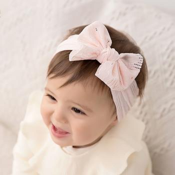 鏤空薄款女寶寶柔軟發帶 嬰兒公主頭飾發箍新生兒護囟門頭花發飾