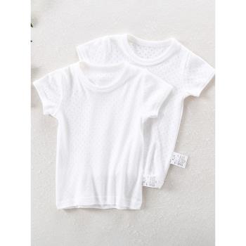純白色女童T恤網眼透氣嬰兒短袖