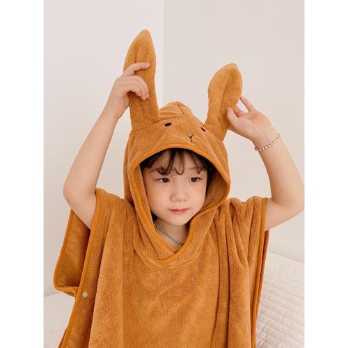 清~韓版丹麥女童男童浴袍兒童溫泉浴衣秋冬速干連帽吸水可穿斗篷