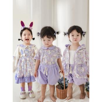 紫色兔子春秋純棉外套夏季襯衫