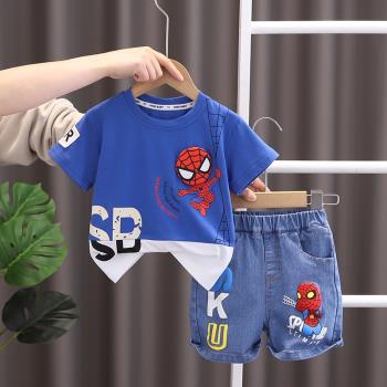 蜘蛛俠童裝男童夏裝套裝運動寶寶夏季小男孩衣服兒童短袖兩件套潮