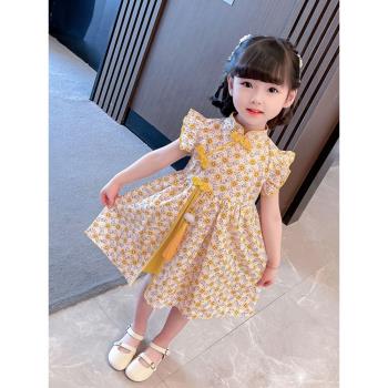 漢服女童連衣裙夏季洋氣兒童裝中國風古裝女寶寶夏裝旗袍小童裙子