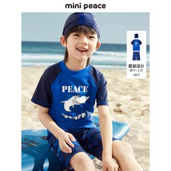 minipeace太平鳥童裝男童鯨魚連體泳衣兒童泳裝夏男寶寶泳褲海邊
