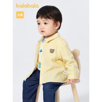 【商場同款】巴拉巴拉嬰兒襯衫寶寶上衣薄款男童衣服2023新款精致