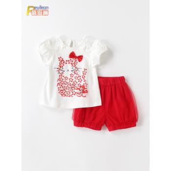 0-1-3歲嬰兒童裝女童寶寶夏裝短袖短褲公主裙衫套裝夏季衣服洋氣2