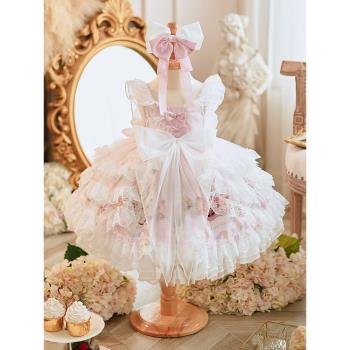 粉色女童洛麗塔公主裙周歲生日禮服女寶寶兒童蓬蓬連衣裙高端夏季
