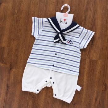 寶寶嬰兒海軍服全棉日系哈衣夏裝