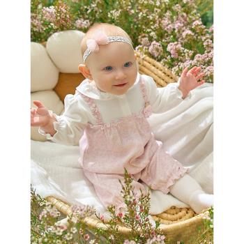 戴維貝拉新生兒衣服2024新款春秋嬰兒連體衣0-6個月女寶寶包屁衣