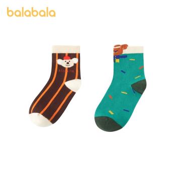 2雙裝【商場同款】巴拉巴拉男童中筒襪兒童夏季提花中筒襪子女童